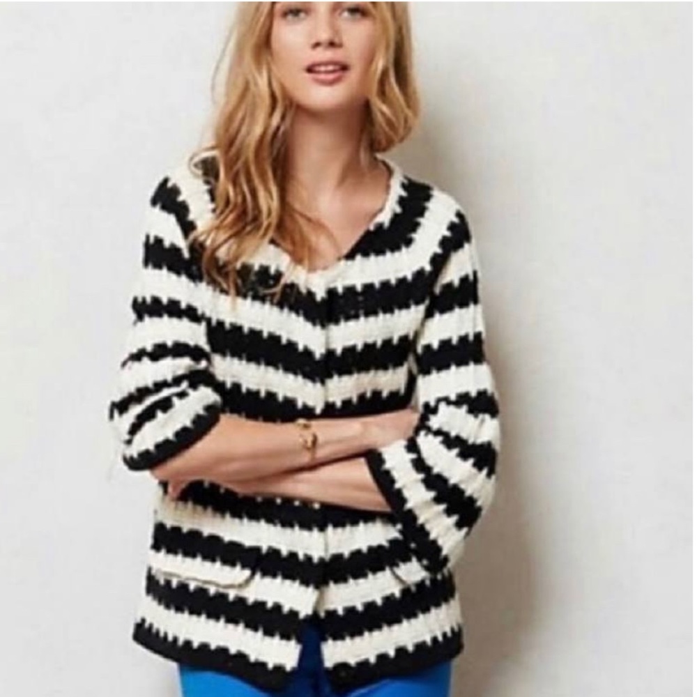 Anthropologie Monogram HWR Striped Stitch Cardigan